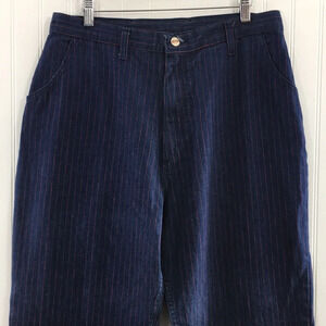 Maverick‎ Vintage High Waisted Straight Jeans Blue Red Stripes Womens 18 Misses